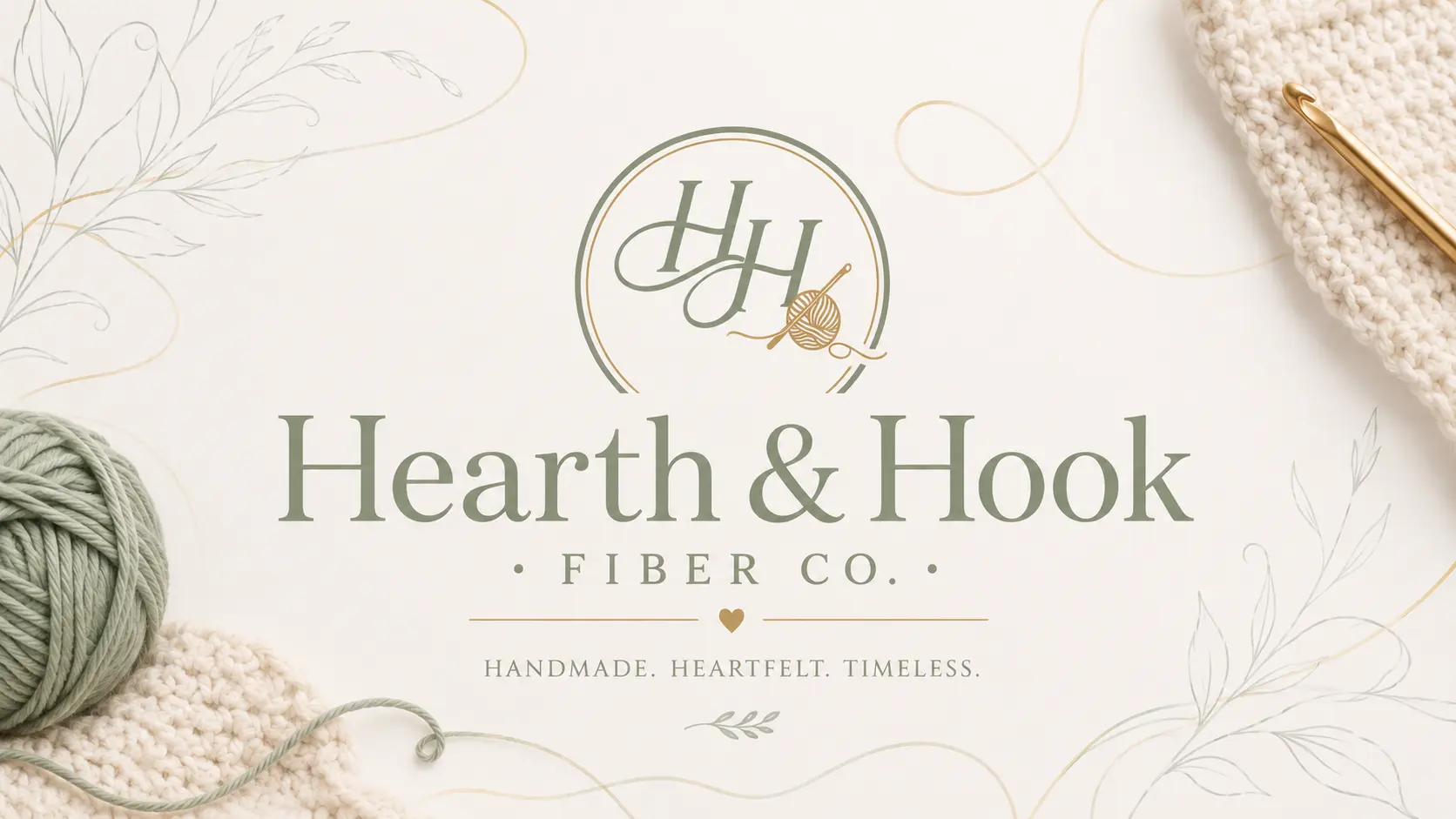 Hearth and Hook yarn and crochet hook brand artwork
